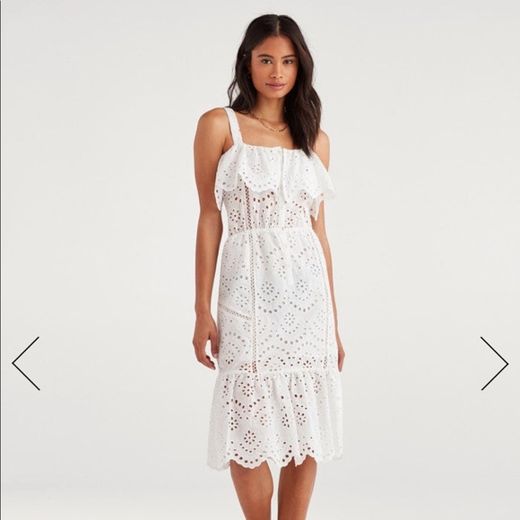 7 For All Mankind Eyelet Midi Dress Sz XS NWT - Picture 1 of 8